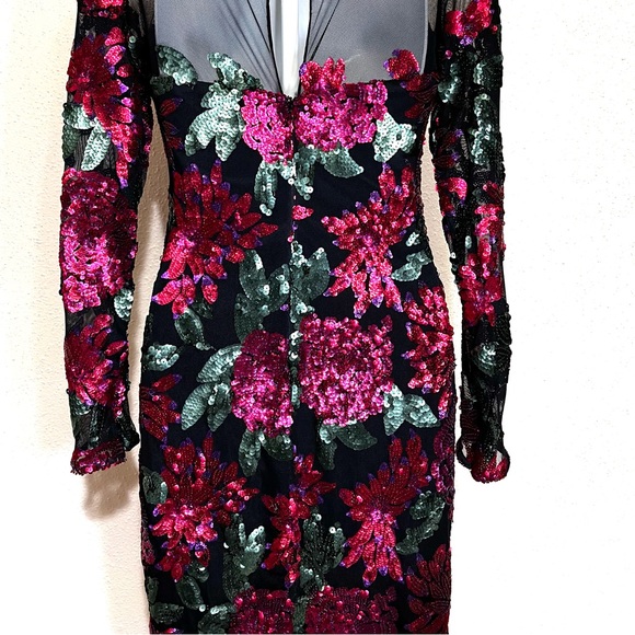 $699 BADGLEY MISCHKA Collection Sequined Sheath Evening Cocktail Party Dress - Picture 5 of 10